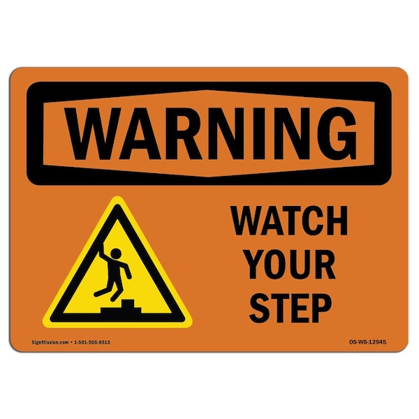 OSHA, Watch Your Step, 5in X 3.5in, 10PK, 5" W, 3.5" H, Landscape, PK10, OS-WS-D-35-L-12945-10PK